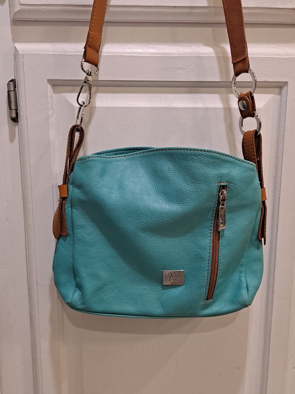 Florentia Pelle Firenze Turquoise Leather Borse In Pelle Italian Crossbody Bag